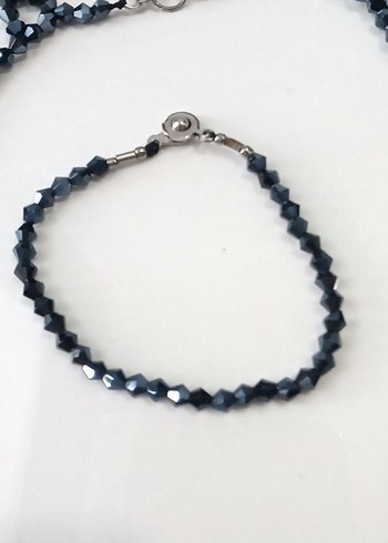 Lacivert Boncuklu Gotik Kolye Seti - Görsel 7