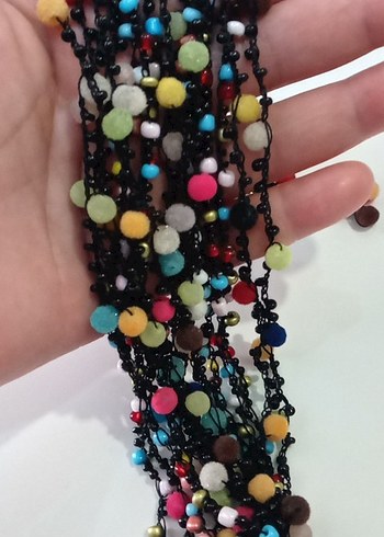 Renkli Boncuklu  Bohem  Kolye - Görsel 3