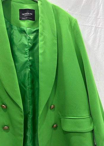 42 Beden Düğmeli Yeşil Kadın Blazer Ceket