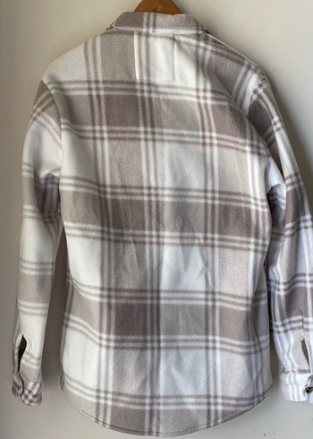 Düğmeli Bej Gri Kadın Polar Gömlek - Görsel 2