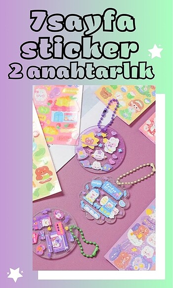 7sayfa 2anahtarlık diy çıkartma sticker