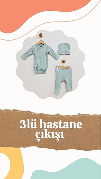 Yenidoğan Beden 3 parça hastane çıkışı seti