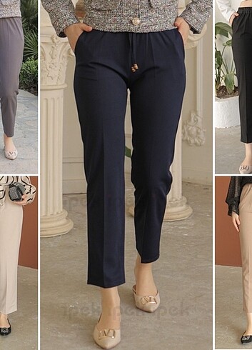 Zara Scuba krep kumaş pantolon krem 