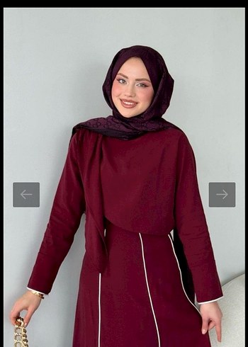 Zara Bordo Nakışlı Uzun Kollu Kadın Elbise