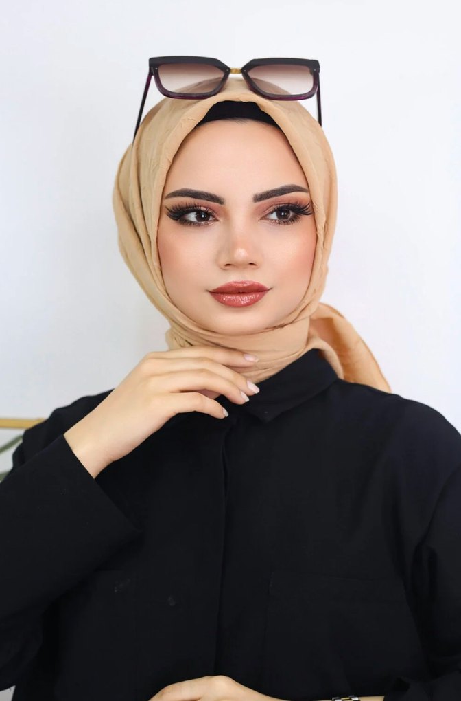 Bej Keten Bohem Tarzı Kadın Şal - Görsel 2