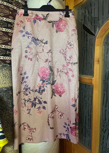 Çiçek Desenli Pembe Bohem Uzun Etek - Görsel 2