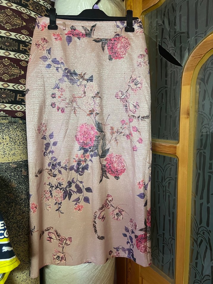 Çiçek Desenli Pembe Bohem Uzun Etek - Görsel 2