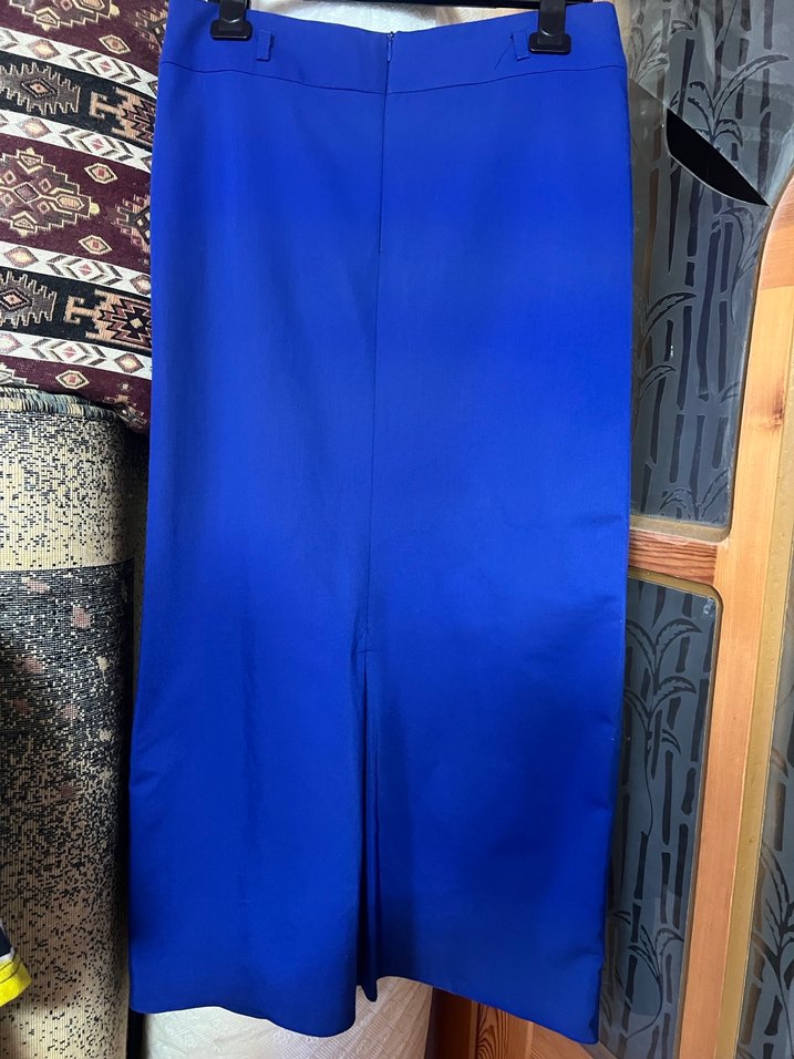 Uzun Mavi Kadın Etek - Görsel 2