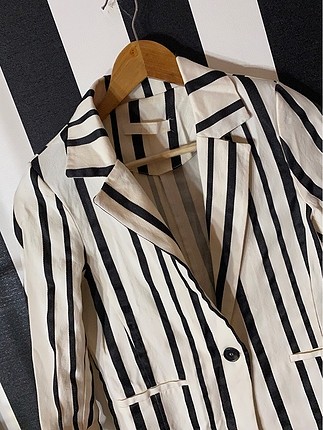 xs Beden çeşitli Renk Çizgili Blazer