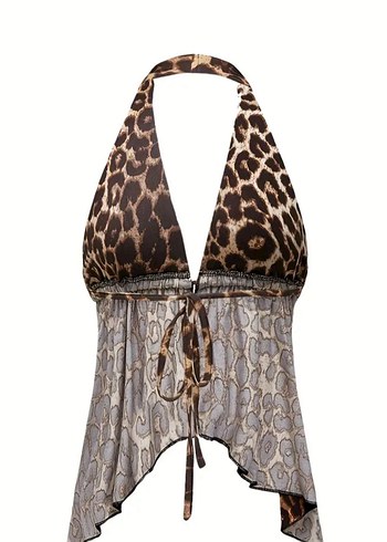 Temu leopar desenli crop - Görsel 2