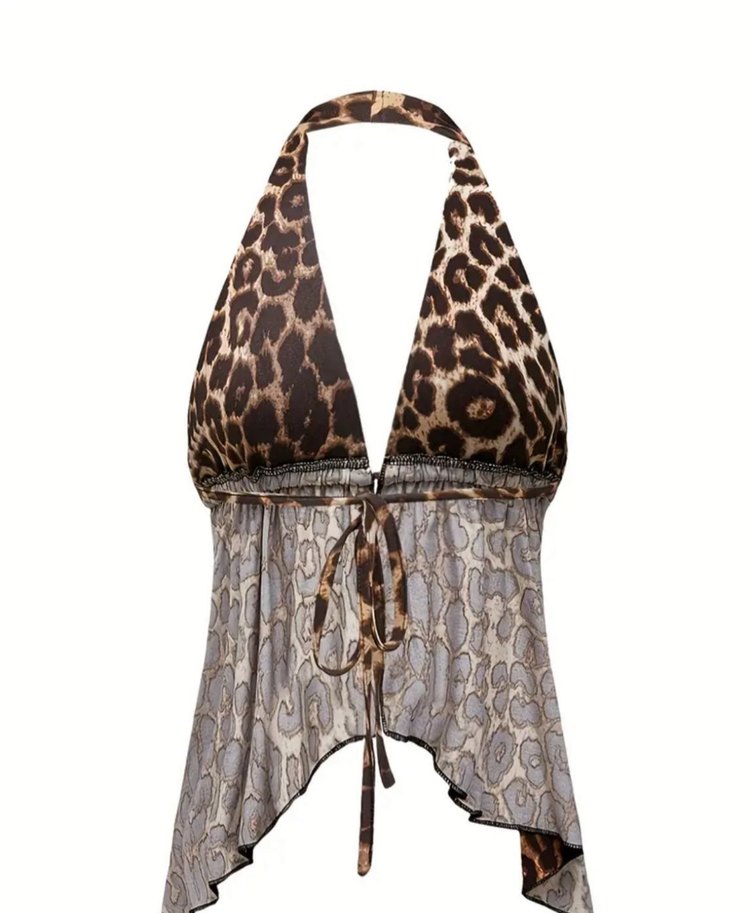 Temu leopar desenli crop - Görsel 2