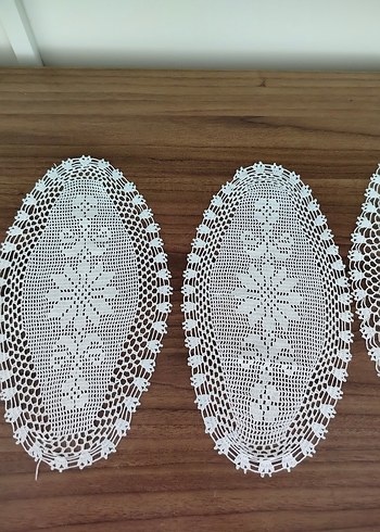 Beden beyaz Renk El İşi Beyaz Dantel Oval Supla Seti