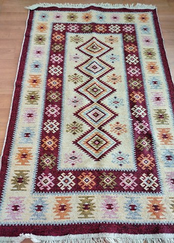 Beden Renkli Nakışlı Geleneksel Halı kilim