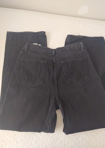 40 Beden siyah Renk Siyah Bol Kesim Midi Denim Kadın Jean
