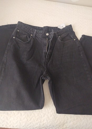 Diğer Siyah Bol Kesim Midi Denim Kadın Jean