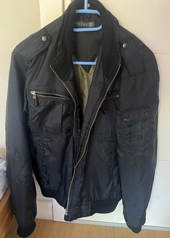 Erkek Siyah Fermuarlı çift taraflı mont - Görsel 6