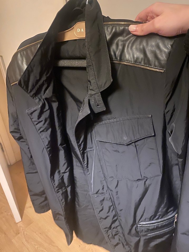 Düğmeli fermuarlı Siyah Deri Erkek Ceket - Görsel 3