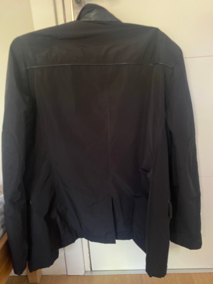 Düğmeli fermuarlı Siyah Deri Erkek Ceket - Görsel 2