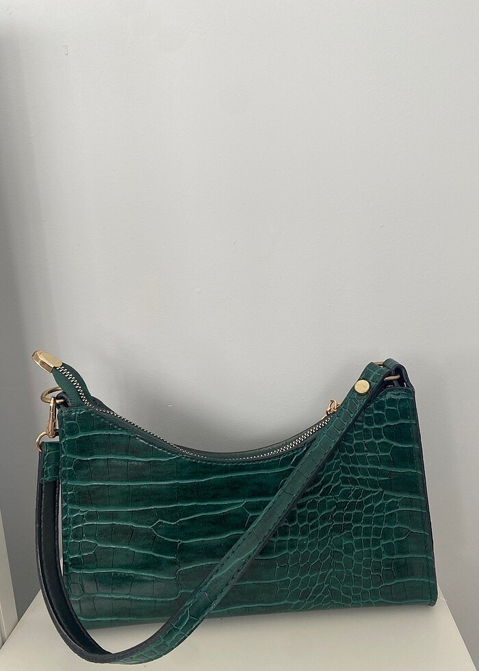 Yeşil vintage gold tokalı çanta - Görsel 3