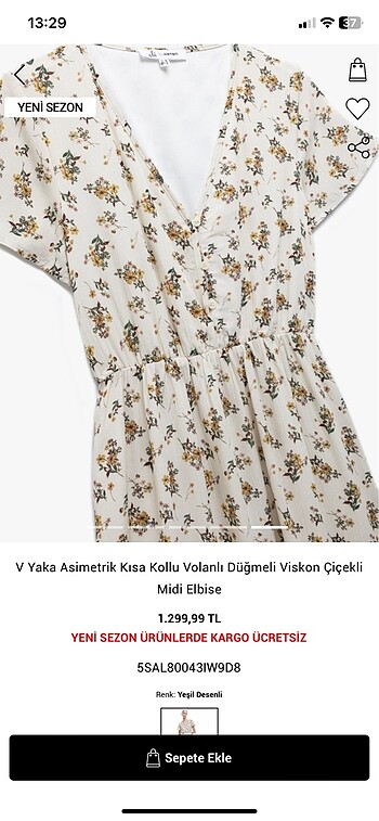 34 Beden Koton çiçekli elbise