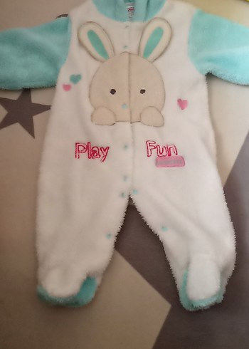 Bebek Erkek Peluş Tulum, Kapüşonlu, Desenli - Görsel 3