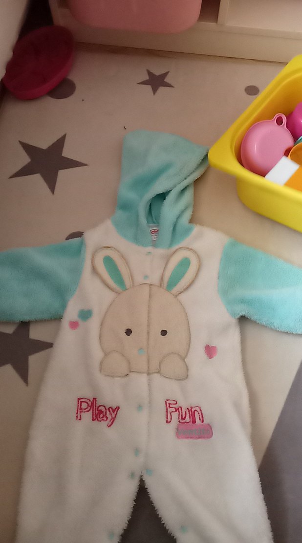 Bebek Erkek Peluş Tulum, Kapüşonlu, Desenli - Görsel 2