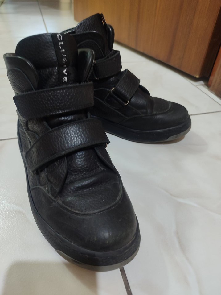 Hakiki deri Siyah Tokalı Erkek Street Style Bot - Görsel 2