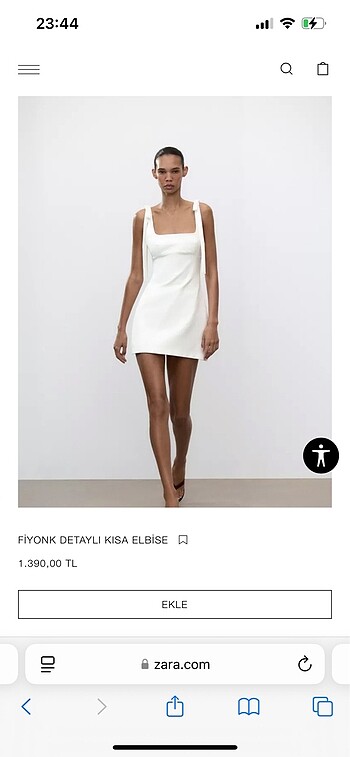 Zara mini beyaz elbise