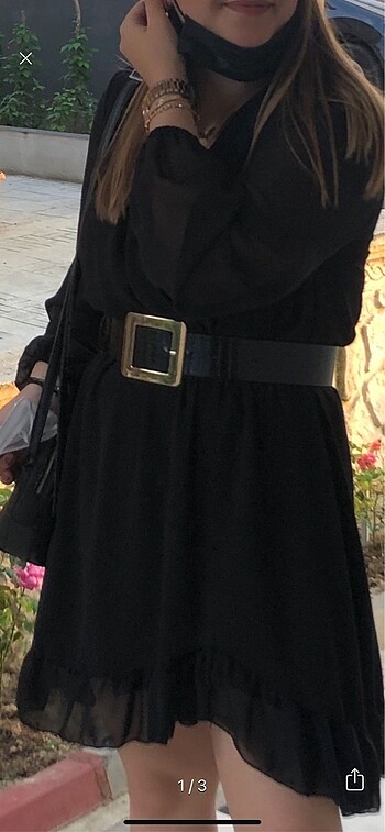 Kadın şifon uzun kollu elbise