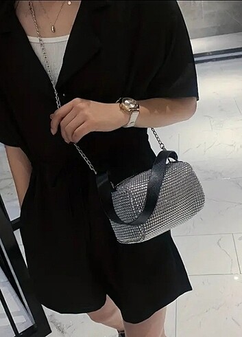 Siyah gümüş renk kol çantaları  - Görsel 3