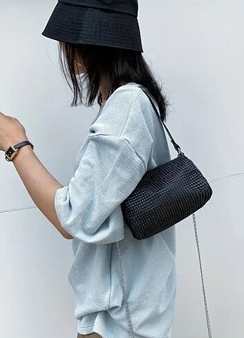 Siyah gümüş renk kol çantaları  - Görsel 5