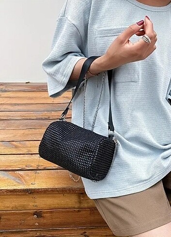 Siyah gümüş renk kol çantaları  - Görsel 7