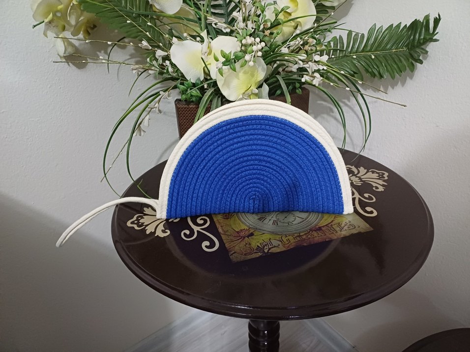 Mavi Nakışlı Kadın Portföy Çanta - Görsel 2