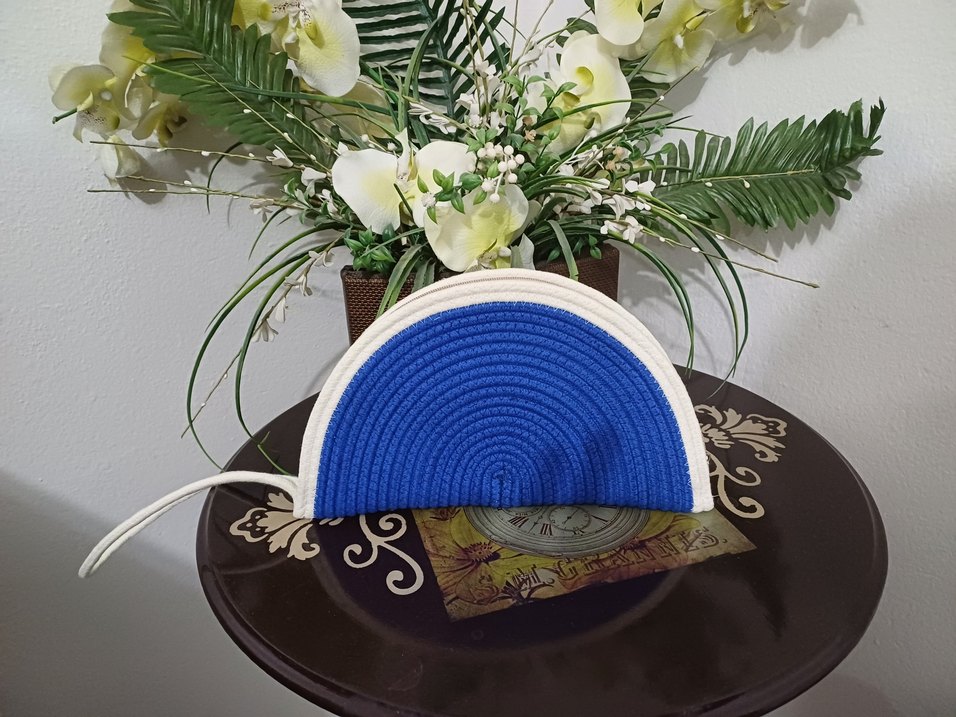 Mavi Nakışlı Kadın Portföy Çanta - Görsel 3