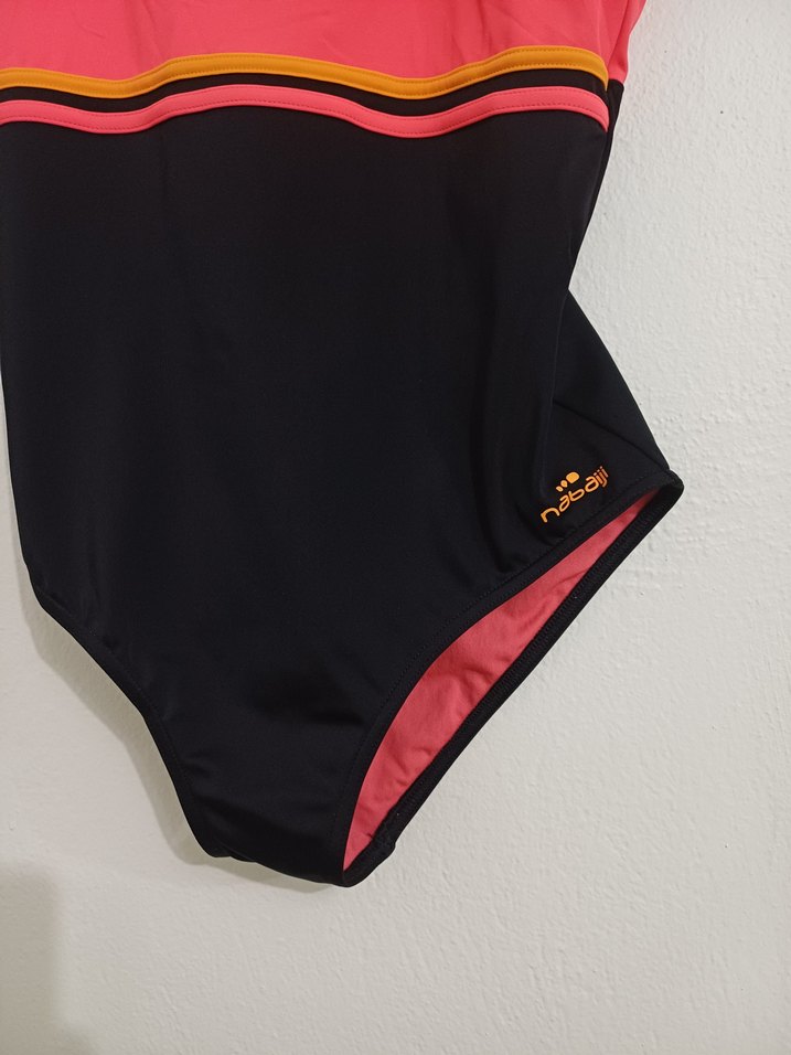 Pembe Siyah Strappy Kadın Mayo - Görsel 2