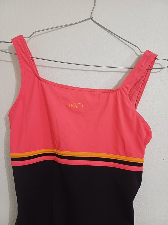 Pembe Siyah Strappy Kadın Mayo - Görsel 4