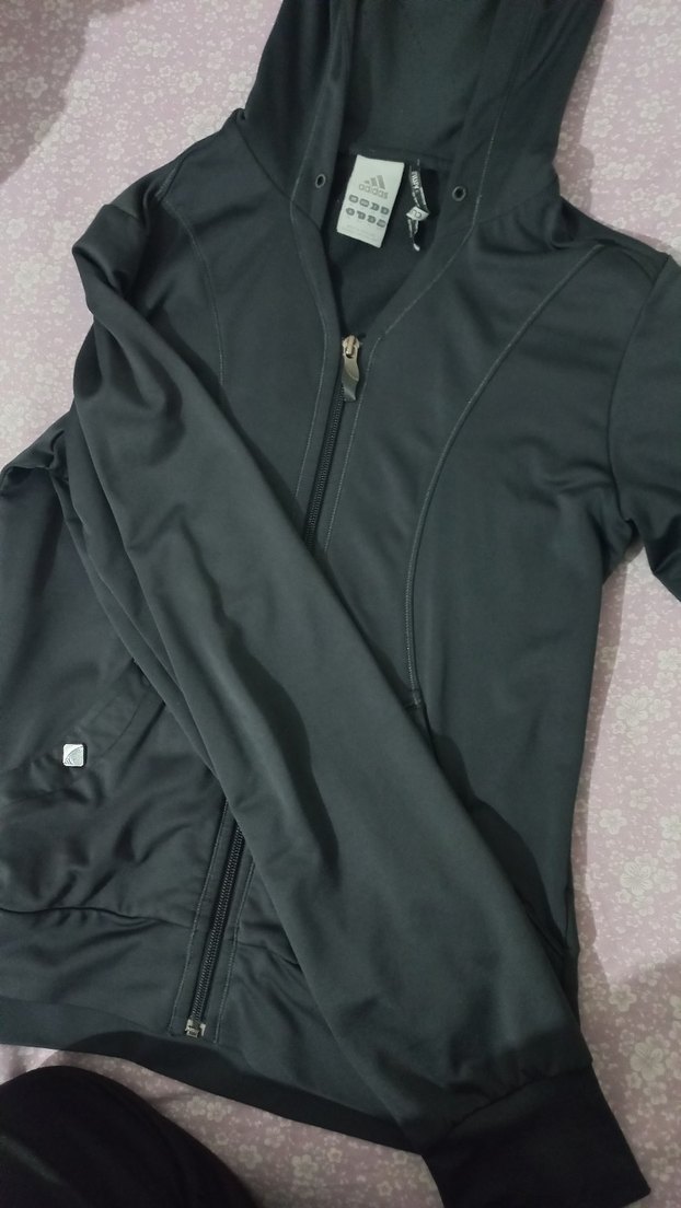 Siyah Kapüşonlu Fermuarlı Spor Ceket - Görsel 3