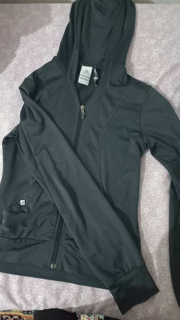 Siyah Kapüşonlu Fermuarlı Spor Ceket - Görsel 2