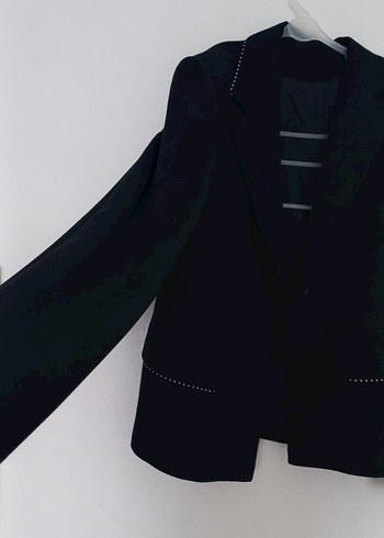 Düğmeli Siyah Kadın Blazer Ceket - Görsel 2