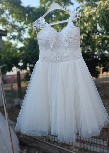 Askılı Mini Vintage Gelinlik