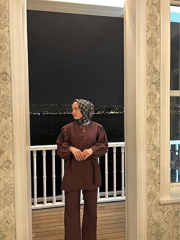Tesettür takım gömlek bordo