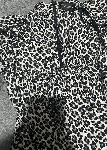 Uzun Kollu Zebra Desenli Kadın Elbise - Görsel 2