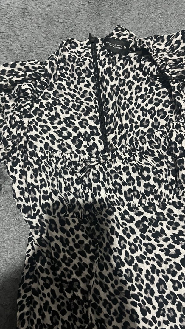 Uzun Kollu Zebra Desenli Kadın Elbise - Görsel 2