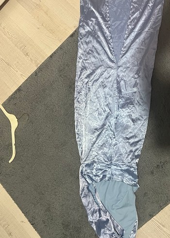 Bebe mavisiV Yakalı Uzun Drapeli Kadın Elbise - Görsel 4