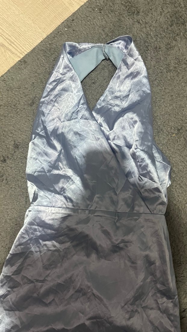 Bebe mavisiV Yakalı Uzun Drapeli Kadın Elbise - Görsel 2