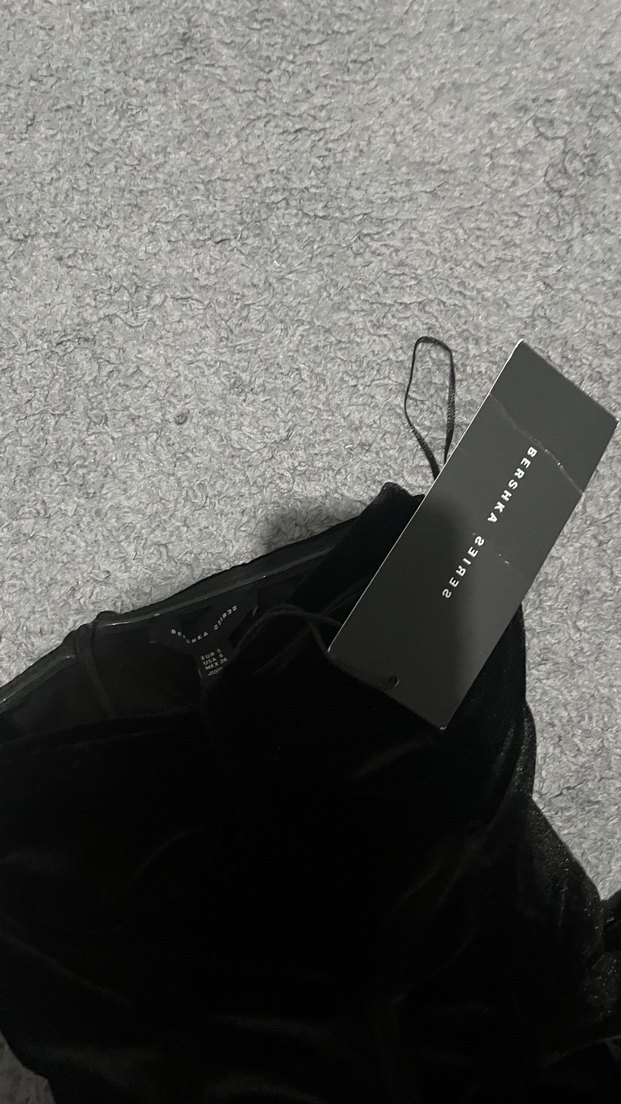 Drapeli Siyah Straplez Uzun Kadın Elbise - Görsel 4