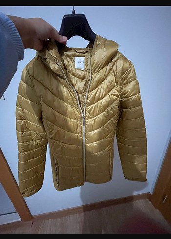 Altın Rengi Kadın Şişme Mont