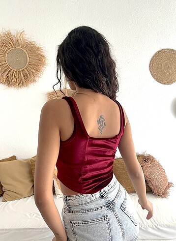 s Beden kadife crop top