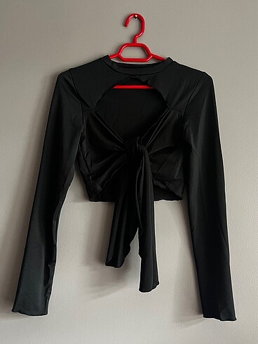 s Beden siyah Renk bağlamalı crop top