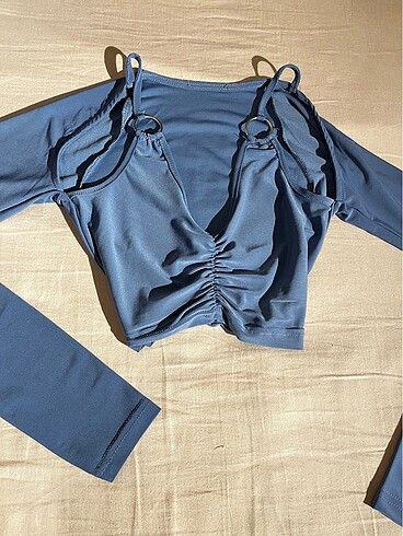xs Beden kolluklu crop top